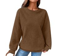 Uwdiohq Sudadera Mujer Sin Capucha Estampada Women's Fashionable Casual Round Neck Long Sleeve No Hat Sweatshirt Features: (Café, XL) De Primavera Verde Navidad Sudaderas Cortas Roja Cremallera