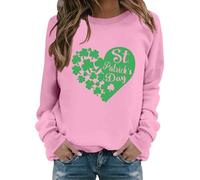 Uwdiohq Sudadera Mujer Sin Capucha Estampada Women's St. Day Printed Solid Color Fashionable Long Sleeved Sweatshirt (Pink, L) Sudaderas Fina Navideño con Cremallera Basicas Chaqueta Polar Chica