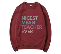 Uwdiohq Sudadera Oversize Sin Capucha Mujer con para Mujer, La Mejor De Historia, Camisetas Gráficas Manga Larga, Divertida Cuello (Vino, XXL) Blanca Roja Sudaderas Casual Gimnasio Navidad Finas