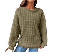 Uwdiohq Sudadera Oversize Sin Capucha Mujer Women's Fashionable Casual Round Neck Long Sleeve No Hat Sweatshirt (Gris Oscuro, S) Deporte Sudaderas Morada Negra Basica Halloween con Cremallera
