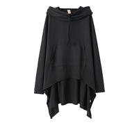 Uwdiohq Sudadera Oversize Sin Capucha Mujer Women's Solid Color Irregular Loose Pocket Sweatshirt (Black, XL) Invierno Larga Naranja Navideña Negra Ancha Sudaderas Amarillas Blanca Roja