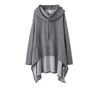 Uwdiohq Sudadera Oversize Sin Capucha Mujer Women's Solid Color Irregular Loose Pocket Sweatshirt (Dark Gray, XXXXXL) Sudaderas Deportivas Marron Halloween Navidad Negra Corta De San Valentin