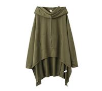 Uwdiohq Sudadera Oversize Sin Capucha Mujer Women's Solid Color Irregular Loose Pocket Sweatshirt (Green, L) Sudaderas Largas Y Anchas Talla Grande Navideña Navidad Blanca para con Cremallera