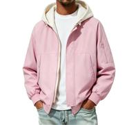 Uwdiohq Sudadera Sin Mangas Hombre Chaqueta De Bicolor con Capucha Desmontable, Forro Contraste Y Rojo, Cortavientos Ligero, Cierre Cremallera, Informal, Múltiples Bolsillos (Pink, S) Proteccion