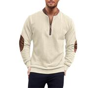 Uwdiohq Sudadera Sin Mangas Hombre con Cremallera De Un para Hombre, Informal, Manga Larga, Cuello Alto, Poliéster, Tallas S-5Xl Año Nuevo (Khaki, XXXXL) Ropa Running Softshell Muscle Fit