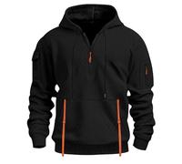 Uwdiohq Sudadera Sin Mangas Hombre Informal De Manga Larga con Botones Y Media Cremallera para Hombre, Otoño E Invierno Real hasta La Muerte (Black, XXXL) Moto Protecciones Kit Pesca Chaqueta