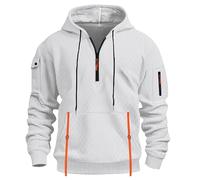 Uwdiohq Sudadera Sin Mangas Hombre Informal De Manga Larga con Botones Y Media Cremallera para Hombre, Otoño E Invierno Real hasta La Muerte (White, XL) Ropa Deporte Chaqueta Entretiempo