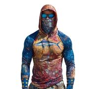 Uwdiohq Sudadera Sin Mangas Hombre Men's Hooded 50+ Sun with Athletic Fishing Shirts USA Flag Rash Guards T Long Sleeve Perro (Blue, M) Disfraz Vigilante De La Playa Camiseta Protección Solar