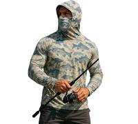 Uwdiohq Sudadera Sin Mangas Hombre Men's Hooded 50+ Sun with Athletic Fishing Shirts USA Flag Rash Guards T Long Sleeve Perro (Khaki, L) Disfraz Vigilante De La Playa Kit Pesca Completo