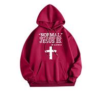 Uwdiohq Sudadera USA Hombre Normal Isnt Coming Back Is Hombres Mujeres Gráfico Estampado con Capucha Cuello De Manga Larga Tops Sudaderas (Wine, S) Mangas para El Sol Ropa Deporte Protección