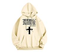 Uwdiohq Sudadera USA Hombre Normal Isnt Coming Back Is Hombres Mujeres Gráfico Estampado con Capucha Cuello De Manga Larga Tops Sudaderas (Beige, S) Protección Solar Oversized Gym Chandal