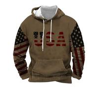 Uwdiohq Sudaderas con Capucha Corta American Flag Sweatshirts For Men USA Graphic Hoodies Western Pullover Shirts Tops Hombre Montaña (Bronze, L) Ropa Anti Calor Impermeable Chaqueta Pijama