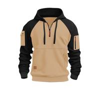 Uwdiohq Sudaderas con Capucha Corta American Sweatshirt Men's Winter Plus Velvet Thickened Warm Cold Proof Heavy Bikini Top Hombre (Khaki, M) Camisa Sin Mangas Ropa De Trabajo Manga Larga Vento