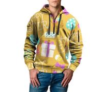 Uwdiohq Sudaderas con Capucha Corta Men's Saint Day Sweatshirt Half Zip Shirt Plus Size Long Sleeve Fashionable Holiday Pullover Sudadera Roja Hombre (Yellow, L) Ropa De Verano Moda Vento