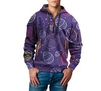 Uwdiohq Sudaderas con Capucha Corta Men's Saint Day Sweatshirt Half Zip Shirt Plus Size Long Sleeve Fashionable Holiday Pullover Sudadera Roja Hombre (Purple, L) Muscle Fit Camiseta Ciclismo