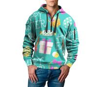 Uwdiohq Sudaderas con Capucha Corta Men's Saint Day Sweatshirt Half Zip Shirt Plus Size Long Sleeve Fashionable Holiday Pullover Sudadera Roja Hombre (Green, XXL) Camisa Manga Larga Camiseta Sin