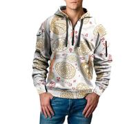 Uwdiohq Sudaderas con Capucha Corta Men's Saint Day Sweatshirt Half Zip Shirt Plus Size Long Sleeve Fashionable Holiday Pullover Sudadera Roja Hombre (Brown, L) Chaqueta Hombres Cremallera