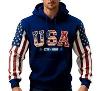 Uwdiohq Sudaderas con Capucha Corta Sudadera para Hombre, Cuello, Conmemorar El .º Aniversario De La Fundación Los Unidos. Raras (Blue, S) Entrenamiento Boxeo Ropa Hombre Verano Casual