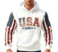 Uwdiohq Sudaderas con Capucha Corta Sudadera para Hombre, Cuello, Conmemorar El .º Aniversario De La Fundación Los Unidos. Raras (White, S) Ropa Caza Tallas Grandes Hombre Oversize Verano