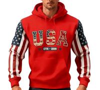 Uwdiohq Sudaderas con Capucha Corta Sudadera para Hombre, Cuello, Conmemorar El .º Aniversario De La Fundación Los Unidos. Raras (Red, XXXXL) Ropa Gimnasio Hombre Chaqueta Cortavientos Deporte