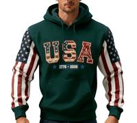 Uwdiohq Sudaderas con Capucha Corta Sudadera para Hombre, Cuello, Conmemorar El .º Aniversario De La Fundación Los Unidos. Raras (Blackish Green, XXXXL) Ropa Gimnasio Hombre Disfraz Vigilante
