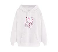 Uwdiohq Sudaderas con Capucha Mujer Suéter Y Estampado De Amor Manga Larga Color Sólido para (Blanco, XXL) Chaqueta Primavera Casual Sudadera Deportiva Chandal Completo Dorada Conjunto Leggins