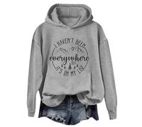 Uwdiohq Sudaderas con Capucha No He En Todas Partes, Pero Está Lista Camisas Gráficas Divertidas Sudadera Ligera (Grey, XL) Mujer Chaqueta Fitness Borreguito Granate Rock Larga Sin Rayas Talla