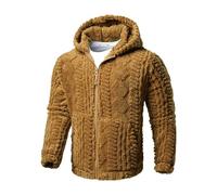 Uwdiohq Sudaderas De Hombre Chaqueta Invierno para Hombre, Gruesa, Cálida, Tallas Grandes Y Altas, con Cremallera, Felpa, Manga Larga Forro Mono Obeso (Khaki, XL) Cortavientos Ropa Gym Moda