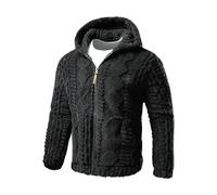 Uwdiohq Sudaderas De Hombre Chaqueta Invierno para Hombre, Gruesa, Cálida, Tallas Grandes Y Altas, con Cremallera, Felpa, Manga Larga Forro Mono Obeso (Black, XXL) Ropa Deporte Sin Mangas