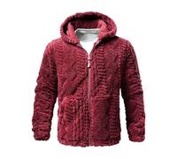 Uwdiohq Sudaderas De Hombre Chaqueta Invierno para Hombre, Gruesa, Cálida, Tallas Grandes Y Altas, con Cremallera, Felpa, Manga Larga Forro Mono Obeso (Red, M) Ropa Anti Calor Boxeo