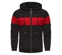 Uwdiohq Sudaderas De Hombre Sudadera con Capucha Bloque Color Manga Larga Otoño E Invierno para Top Al Camisa Ejercito (Red, M) Ropa Trabajo Verano Parka Moda Proteccion Solar Deportiva Camiseta