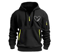 Uwdiohq Sudaderas De Hombre Sudadera con Capucha Y Mensaje Corazón Secreto para 2026, Estilo Tela Cuentas Tops Deporte (Black, XL) Chandal Completo Cortavientos Mangas El Sol Ropa Chaquetas Gym