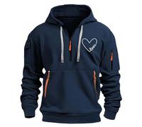 Uwdiohq Sudaderas De Hombre Sudadera con Capucha Y Mensaje Corazón Secreto para 2026, Estilo Tela Cuentas Tops Deporte (Navy, XXL) Ropa Chandal Completo Verano Casual Gym Muscle Fit Oversized