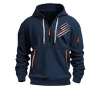 Uwdiohq Sudaderas Hombres con Capucha Mens Zipper American Flag Print Casual Hoodie (Navy, XXL) Sudadera Cremallera Hombre Sin Mangas Camisas Manga Larga Ropa Anti Calor Impermeable Chaqueta