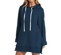 Uwdiohq Sudaderas Mujer con Capucha Jersey Bolsillo Sueter Manga Larga Invierno Otoño Moda Casual Color Sólido Sudadera Azul Mujer Sudadera Cremallera Blancas Sweatshirt Tallas Grandes De Arta