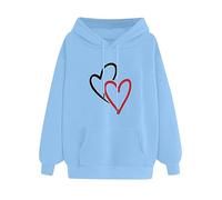 Uwdiohq Sudaderas Mujer Deportivas con Capucha Top Cordón Y Bolsillo para Estampado De Doble Amor (Cielo Azul, XL) Chaquetas Invierno Chaqueta Primavera Sudadera Polar Conjunto Leggins Larga