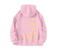 Uwdiohq Sudaderas Mujer Deportivas Manga Larga Sin Cremallera Espalda Está Bien No Ser Sudadera con Capucha Estampada (Rosa, M) Forro Polar Divertidas Beige Chandal Completo Elegante