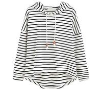 Uwdiohq Sudaderas Mujer Deportivas Sudadera Informal A Rayas Talla Grande para Mujer, Manga Larga, Tops (Blanco, XXL) Chaqueta Deportiva con Capucha Casaca De Invierno Azul Marino Amarillas