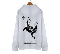 Uwdiohq Sudaderas Punto Hombre Sudadera con Capucha Y Estampado De Marca Que para 2026 Diseño Divino Patrón Celestial, Bolsillo, Informal, Holgada, Manga Larga, (White, L) Mujer Camisa