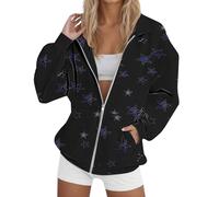 Uwdiohq Sudaderas Sin Capucha para Mujer Fashionable Long Sleeve Pocket Zip Track Jacket Loose Printed For Women (Black, XXXL) Sudadera Oversize Colores Vestir Amarilla Talla Grande Algodon