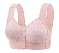 Uwdiohq Sujetador Moldeador para Mujer Front Buckle In The Elderly New Printing Underwear Ladies Soft Cotton Vest Models Big Yards Without Ring Bra Female Sujetadores Tirantes Y Espalda (Pink,