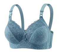 Uwdiohq Sujetador para Mujer Sin Costuras Comfortable Large Size Gathered Underwear Anti Sagging Sexy Back Without Ring To Collect Breasts Ladies Mother Bra Sujetadores Azul (Blue, 38) Aros