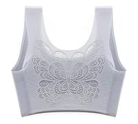 Uwdiohq Sujetador Sin Aros para Mujer Elástico Yoga Interior De Deportes Hollow Size out Plus Enganches Sujetadores (Grey, One Size) Pillow Bra Dormir Cruzado Comodo Comodos Sostenes 100 Algodon