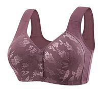 Uwdiohq Sujetadores Inalámbricos para Mujer New Shaping Cup Front Buckle Underwear Women's Lace Non Ring Vest Type Plus Size Bra Grandes Sexy (Purple, 36) Bralette Sujetador Push Up Reductor Sin