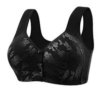Uwdiohq Sujetadores Inalámbricos para Mujer New Shaping Cup Front Buckle Underwear Women's Lace Non Ring Vest Type Plus Size Bra Grandes Sexy (Black, 50) Sujetador Algodon Sin Aros Seamless