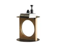 UWEREBFM Mesa auxiliar redonda para el hogar, sala de estar, sofá, mesa de centro pequeña, retro, de madera, para dormitorio, encimera de metal