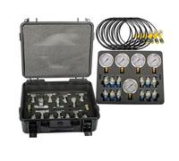 UWFKFGBJL Kit de Prueba de presión hidráulica, Juego de comprobador de presión hidráulica con 14 acoplamientos, 14 Conectores en T, 5 manómetros y 5 mangueras para Excavadora.