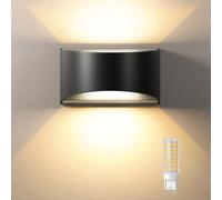 Uwithm Aplique Pared Interior/Exterior con Lámpara de Pared Interior G9 Reemplazable, 3000K Blanco Cálido IP65, LED Modernos Lámpara Negro Para Baño Sala de Estar Dormitorio Pasillo