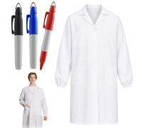 UWJOWP Bata de Laboratorio de Algodón (Talla XL) - Lab Coat para Hombre y Mujer, Arztkittel Blanco con 3 Bolsillos, Arbeitsmantel para Química y Pintura