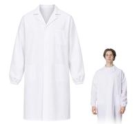 UWJOWP Bata Laboratorio - Bata Medico Hombre - Bata de Laboratorio Blanca para Hombre y Mujer - Bata Blanca - Manga Larga - con Bolsillos y Botones - Talla L - Mangas elásticas